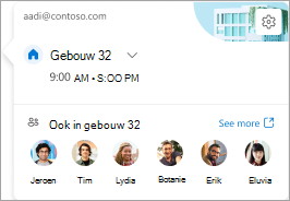 Schermopname van de dagelijkse kaart die laat zien wie er nog meer op die locatie werkt