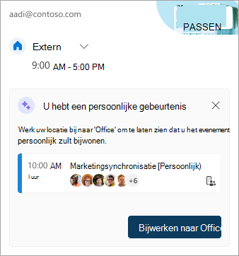 Schermopname van het bijwerken van uw werklocatie