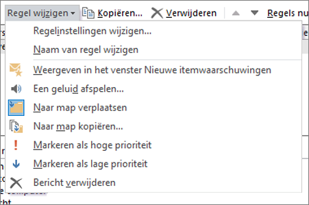 Opties voor Regel wijzigen