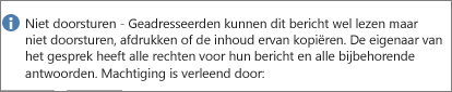 Het bericht Niet doorsturen in een e-mail.
