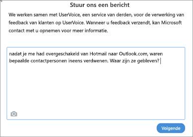 Een voorbeeld van wat u ons zou kunnen schrijven als u ons wilt laten weten dat uw contactpersonen ontbreken.