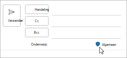 Pictogram vertrouwelijkheidslabel in nieuwe e-mail