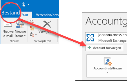 Selecteer Bestand en vervolgens Account toevoegen. 