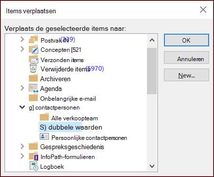 Verplaats uw contactpersonen naar een andere map.