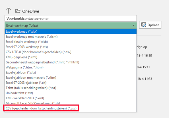 Sla uw Excel-bestand op als een CSV-bestand.