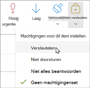 Selecteer in een nieuw bericht Opties > Versleutelen Versleutelen > .