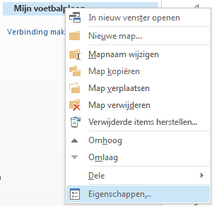 Klik met de rechtermuisknop op de nieuwe map en klik vervolgens op Eigenschappen.