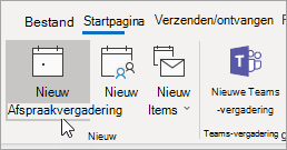 Een schermafbeelding van de knop Nieuwe afspraak