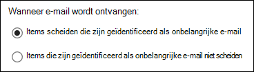 Onbelangrijke e-mail in de webversie van Outlook