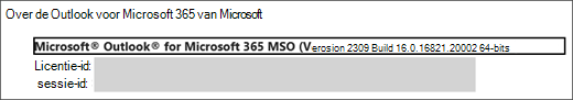 Schermopname van de naam van het product, de versie waarop u werkt en of het 32- of 64-bits is.
