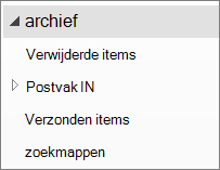 Vouw het archiefbestand in het navigatiedeelvenster uit om de onderliggende submappen weer te geven.
