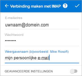 Voer uw wachtwoord in en eventueel nog instellingen voor de server.