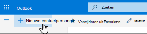 Een schermafbeelding van de knop Nieuwe contactpersoon