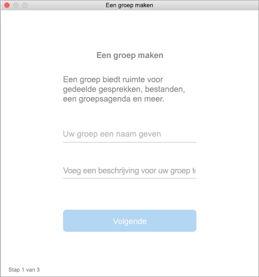 Gebruikersinterface Een groep maken op de Mac