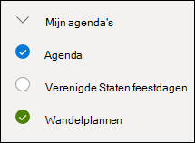 Een schermafbeelding van het selectievakje naast een agenda
