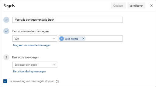 Een schermafbeelding van de pagina met regelinstellingen