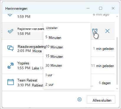 Herinneringen instellen in Outlook schermafbeelding acht