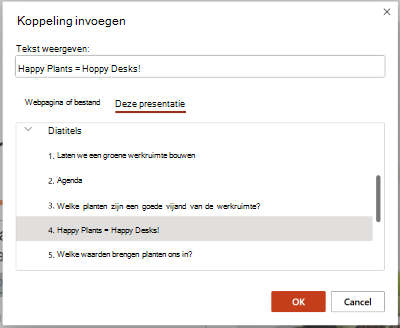 Dialoogvenster Hyperlink invoegen