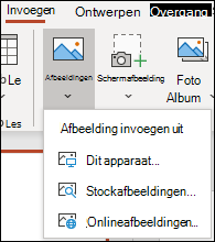 Locatie van afbeelding invoegen op het lint.