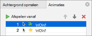 Animatie-opties instellen in het deelvenster eigenschappen