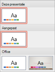 Toont een nieuw thema in de groep Aangepast