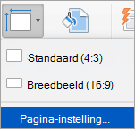 Toont de optie Pagina-instelling in het menu Diagrootte