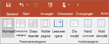Hiermee wordt het menu Beeld in PowerPoint weergegeven