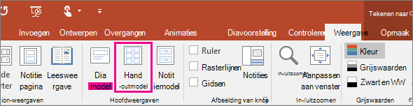 Toont weergave Hand-out model in PowerPoint