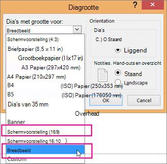 Breedbeeld of Diavoorstelling (16:9)