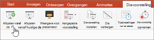 De knop Diavoorstelling afspelen vanaf start