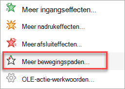 Waar vindt u meer animatiepaden dan alleen de paden in het menu Animatie toevoegen.
