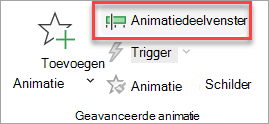 Waar u de wisselknop animatiedeelvenster kunt vinden op het tabblad Animaties.