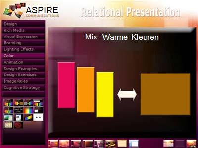 Schermafbeelding met de groep warme kleuren