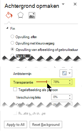 Sleep de doorzichtigheidsbalk om de afbeelding aan te passen