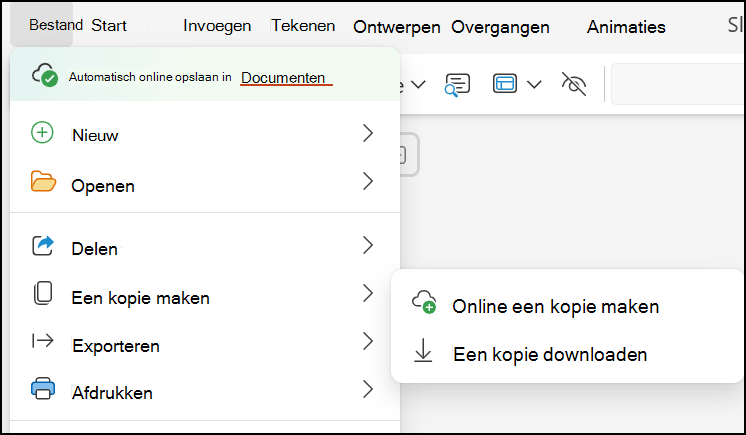 De presentatie opslaan op uw computer met Een kopie downloaden