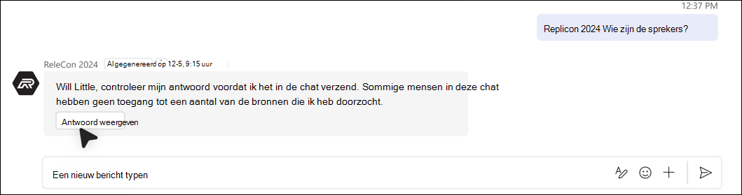 schermafbeelding van Antwoord kan niet automatisch worden toegevoegd vanwege machtigingsproblemen
