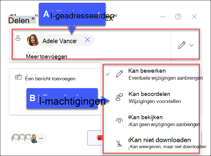 schermopname van gedeeld met specifieke personen