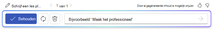 Schermopname van de optiesbalk na het gebruik van Concept met Copilot in Word