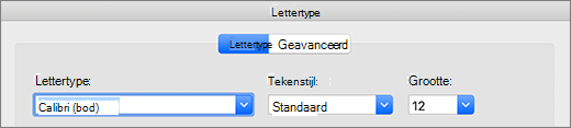 Lettertypeselectie in dialoogvenster