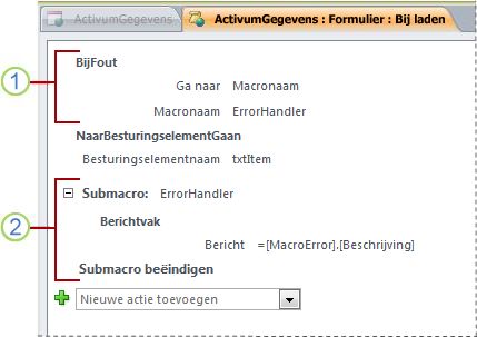Een macro met een submacro voor foutafhandeling.