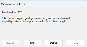 Fout met Access-servertabellen