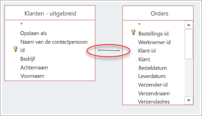 Schermafbeelding van een join tussen twee tabellen