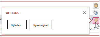 Het vak Acties in een webgegevensbladweergave
