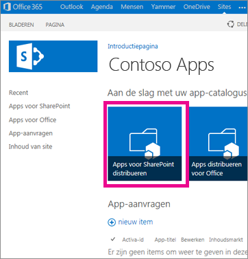 De tegel Apps voor SharePoint distribueren op een site App-catalogus