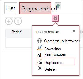 Settings menu with Open in Browser, Edit, Rename, Duplicate, and Delete