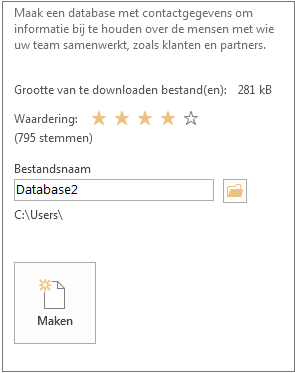 Een Access-bureaubladdatabase maken vanaf een sjabloon
