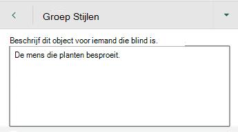 Dialoogvenster Alternatieve tekst in Excel voor Android.