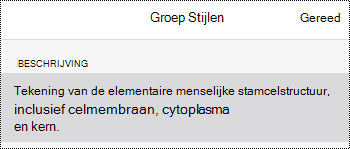 Dialoogvenster Alternatieve tekst voor afbeeldingen in OneNote voor iOS.