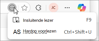Schermopname van het vervolgkeuzemenu voor de knop Edge Meer actie.