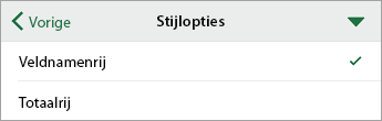 Opdracht Stijlopties, met Veldnamenrij geselecteerd